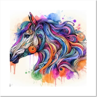 Illustration of a psychedelic horse Posters and Art